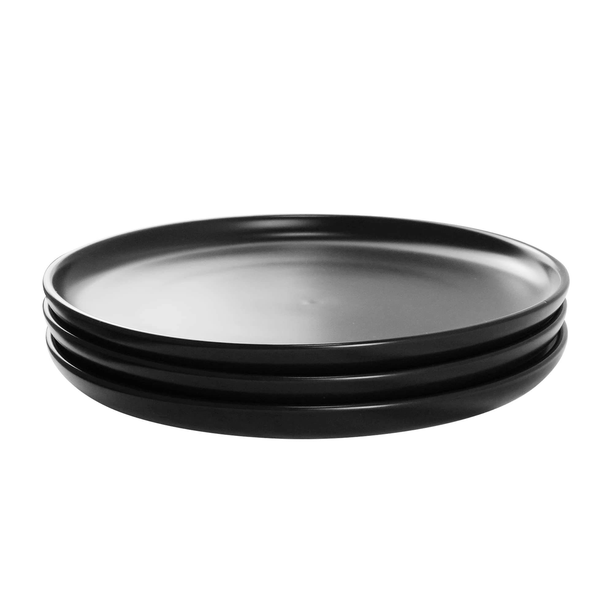 Photo 1 of ***STOCK PHOTO FOR REFERENCE ONLY***JUKFITA 8 Inch Dinner Plates, Matte Black Ceramic Plates Set of 3, Scratch, Microwave & Dishwasher Safe