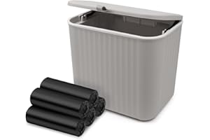 Tuciyke Sanitary Napkin Receptacle,Gray Plastic Sanitary Napkin and Tampon Disposal Receptacle 10x9x6 inches Wall Mounted Feminine Hygiene Receptacle for Restroom,Bathroom(with 100pcs Trash Bag)