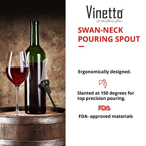 Vinetto Wine Aerator Pourer and Decanter Spout | Easy, Rapid Way To Help Air Filter Into Wine | Unique Gift Idea for Women, Men, and Wine Enthusiasts | Discover Wine's Full Potential