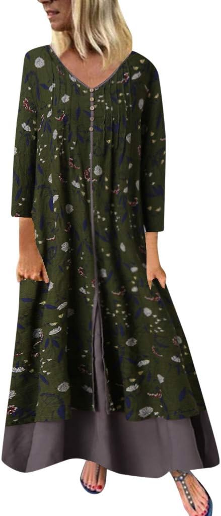 TOPSELD Loose Women Dresses,Women Holiday Style Feminino Print Casual Plus Size Ladies Dress