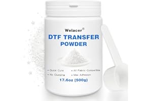 WELACER DTF Powder White Digital Transfer Hot Melt Adhesive 500g / 17.6oz, DTG Pretreat Powder DTF DTG Printer Direct Print on All Fabric Include T Shirt Jeans Cotton Textile etc