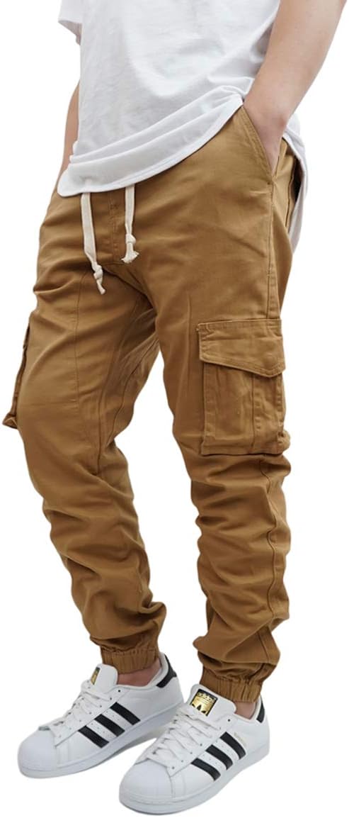 URBANJMen's Stretch Twill Drop Crotch Jogger Pants S-5XL