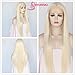SAPPHIREWIGS Orange Color Natural Hairline Big Lace Free Part Daily Makeup Women Wedding Hair Synthetic Lace Front Wigs (White Blonde)
