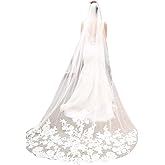 YIFULIN for One-Layer Women Ultra-Long Trailing Wedding Veil Embroidered White