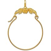 JewelryWeb 25mm 10k Solid Yellow Gold Polished Floral Charm Holder Pendant Necklace for Women