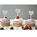 Sincerely gift 36pcs Heart Cupcake Toppers Twinkle Silver Snacks Decor DIY Mini Glitter Birthday Cake Decoration Picks Wedding Bridal Baby Shower Party Suplliers
