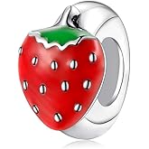 FAEFASH Red Strawberry Spacer Charm 925 Sterling Silver Clip Charms fit Pandora Style Charm Bracelets