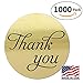 1 inch Round Gold Foil Thank You Sticker Labels in Script/Calligraphy Print, 1000 Labels per Roll, 1
