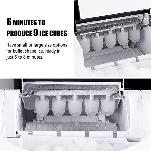 Oylus Stainless Steel Ice Maker Countertop Ice Machine for Home Kitchen Electric Ice Cube Maker - Makes 9 Ice Cubes in 7 Minutes - 26lbs Daily Perfect for Water Bottles, Mixed Drinks - Thumbnail 2