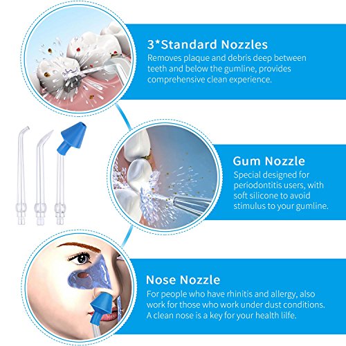 Cordless Water Flosser Oral Irrigator - Portable Rechargeable Professional Dental Water Flosser IPX7 Waterproof 4 Modes Interchangeable 5 Jet Tips - Oral & Nose Care For Home and Travel Use - Thumbnail 5