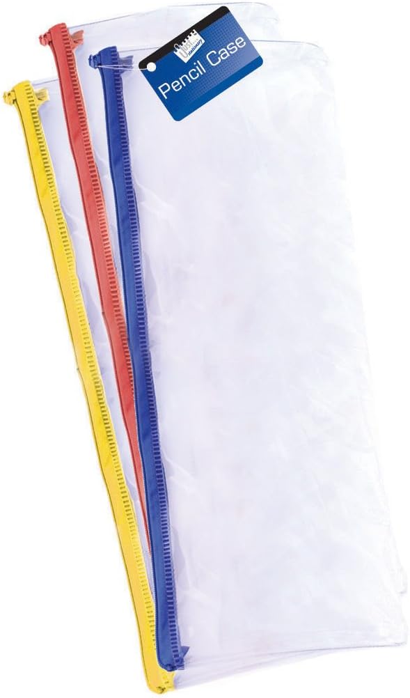 Range Wholesale Pack of 72 13" Clear Exam Pencil Cases School Bulk