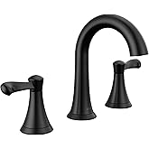 Delta Faucet Esato Widespread Bathroom Faucet 3 Hole, Matte Black Bathroom Faucet, Bathroom Sink Faucet, Drain Assembly Included, Matte Black 35897LF-BL
