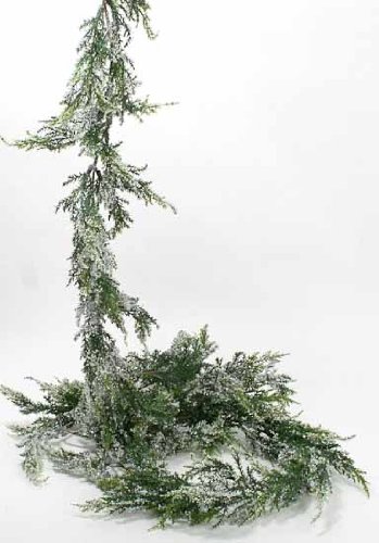 Factory Direct Craft Artificial Vinyl Cedar Garland with Faux Snow for Holiday, Christmas, Ski and Lodge Decorating
