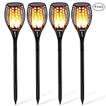 Bebrant Solar Lights Upgraded,Flickering Flames Solar Torches Outdoor Waterproof Dancing Flame Landscape Decoration Lights Lighting Dusk to Dawn Auto On/Off Security Torch Lights for Yard Pool 4 Pack