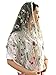 FANFAN Wildflower Embroidered Veil Floral Lace Wrap Mantilla Floral Vintage Inspired Lace Chapel Veil Y038 (Ivory)