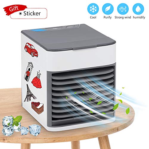 2019 Latest Personal Air Cooler Fan, Portable Air Conditioner, Humidifier, Purifier 3 in 1 Evaporative Cooler, Mini AC USB Cooling Desktop Fan for Bedroom, Travel, Office