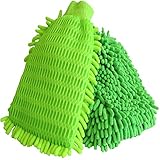 Super Car Wash Mitt - 2 Pack- Chenille Microfiber - 1 Dual Side Woven Mesh,1 Double Side. Auto Detailing, Lint Free, Scratch Free, Interior Exterior Polishing, Duster, Use Wet/Dry. Quality Guaranteed