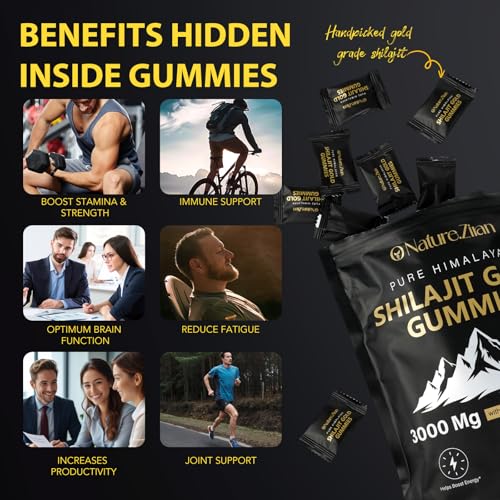 Shilajit Gummies for Men & Women - Shilajit Gold Gummies Rich In Ashwagandha, Gokshura with 85+ Minerals, Authentic Flavor,Organic, Zero Sugar & Vegan, 100% Natural - 80 Count (80 Count (Pack of 1))
