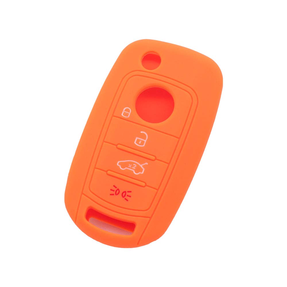 BROVACS Silicone Cover Protector Case Holder Skin Jacket Compatible with FIAT DODGE 4 Button Flip Remote Key Fob CV9262 Orange