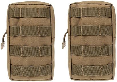 ALTTIMERY 2-Pack Tactical Molle EDC Utility Pouch Compact Water-resistant Gadget Tool Bag (Khaki)