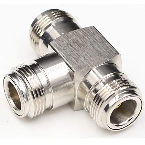 TEZONG 3 Way N Type T Splitter Connector N Female to 2 N Female Jack Coax Coaxial Adapter RF connectors 1Pack