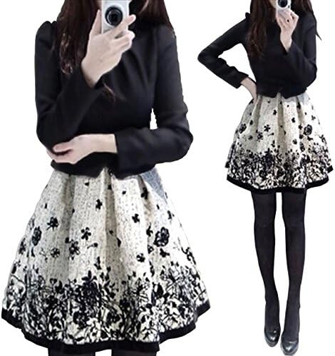 Amazon Precious Lady パーティードレス 結婚式 長袖 花柄 バイカラー 2次会 冬 ワンピース フォーマル 春 代 30代 ドレス ウェディング 23 服 ファッション小物 通販