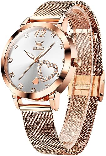 Amazon.com: OLEVS Rose Gold Watches for Women White Face  display picture 1