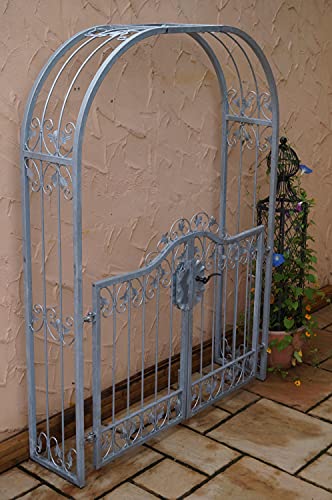 Tor Gartentür Pforte Rosenbogen mit Tür Monaco-RBGT-RBS 140/200 Schloss Verzinkt abschließbare Tür, deutsches Markenschloss Rundbogen Stabil Rankbogen Gartenbogen 140 cm 1.4m Doppelflügeltor – Bild 5