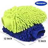 Car Wash Mitt 2 Pack - Extra Large Size Clean Tools Kits- Premium Chenille Microfiber Winter Waterproof Cleaning Mitts - Washing Glove with Lint Free & Scratch Free