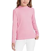 QBK Girls' Mock Turtleneck Fleece Basic Long Sleeve Shirt Casual Tee Tops for Toddler Kids (2t-12Years)