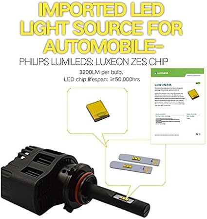 Amazon Com Jtech H11 Type 6400lm 50w High Power Luxeon Zes Chip Xenon White Light Led Headlight All In One Style Automotive