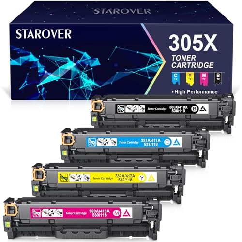 STAROVER Replacement Remanufactured Toner Cartridges Compatible for HP 305A 305X for LaserJet Pro 400 Color MFP M475DN M451NW M451DN HP LaserJet Pro 300 Color M351A M375NW