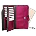 PEIUJIN Women's Large Capacity Luxury Genuine Leather Wallet with Zipper Pocket Smartphone Clutch (Purple RFID Blocking)