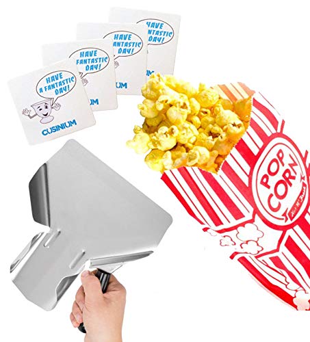 Carnival King Paper Popcorn Bags For Party (pack of 200, 1 oz) w/Stainless Steel Popcorn Scoop - Popcorn Supplies Bundle - Popcorn/French Fries Scooper, Popcorn Bags, Complimentary Coasters, Ebook - Thumbnail 5
