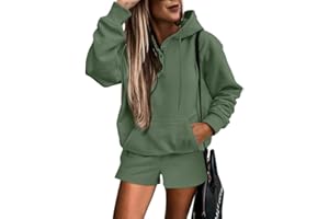SHEWIN Women 2 Piece Outfits Sweatsuit Lounge Sets Oversized Hoodie Sweatshirt Shorts Tracksuit Set