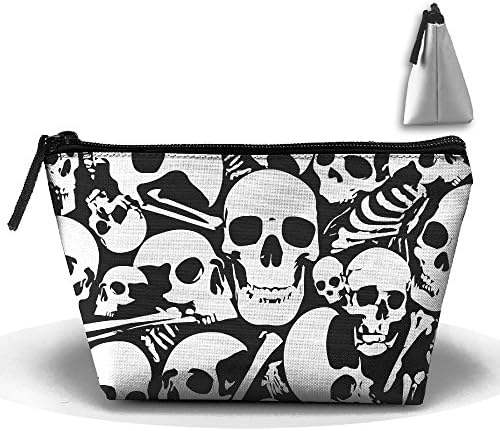 LogicBB Scary Skeleton Print Makeup Bag Travel Cosmetic Pouch Storage Brush Holder Toiletries Bag Waterproof Jewelry Organizer With Zipper For Women&amp;Girls