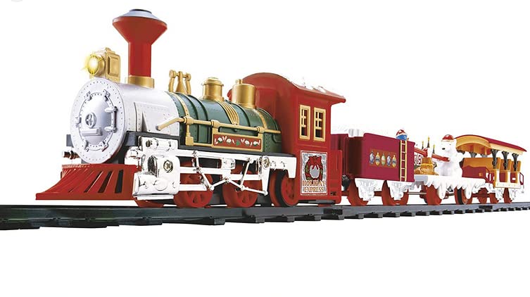 WEB2O Electric Christmas Train – Sound and Light – Christmas Decoration Train with Animated Wagon and Rails Father Christmas Tree