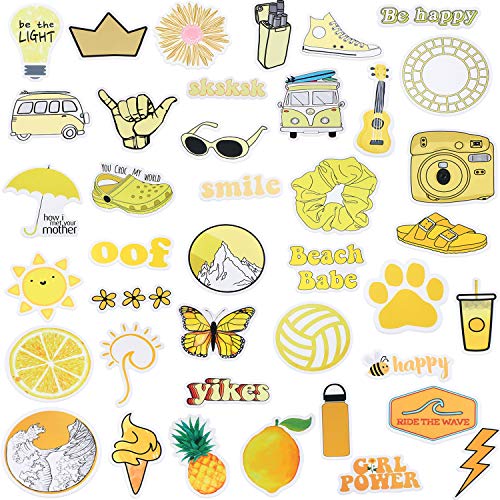 120 Pieces Waterproof Stickers Water Bottle Stickers Yellow Laptop Stickers Aesthetic Vinyl Stickers Girls Teens Graffiti Decals for Water bottle, Laptop, Phone, Cars, Luggage, Guitar and Skateboard - Image 8