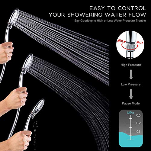 CFMOUR Handheld Shower Head with Flow Regulator, Easy to Control Water
