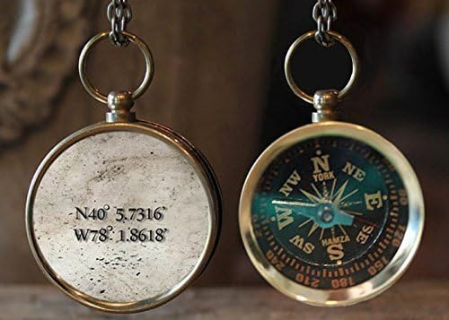 Custom Longitude and Latitude Compass Necklace