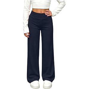 Ayolanni Girls Sweatpants Straight Leg Baggy High Waist Open Bottom Sweat Pants Youth School Uniform Trendy Kids Clothes