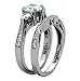 FlameReflection Stainless Steel Wedding Ring Set for Women Bridal Engagement Band Round CZ Three Stone