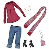 6 PCS Fashion Doll Toy Winter Sweater Pants Sunglasses Shoes Bag Scarf Outfits Clothes Accessories for 11.5 inch Height Barbie Dolls Toys Children Girls Birthday Xmas Gift