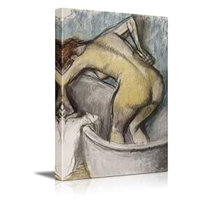 "The Bath Woman Supporting her Back by Edgar Degas - Canvas Art Home Art - 12x18 inches