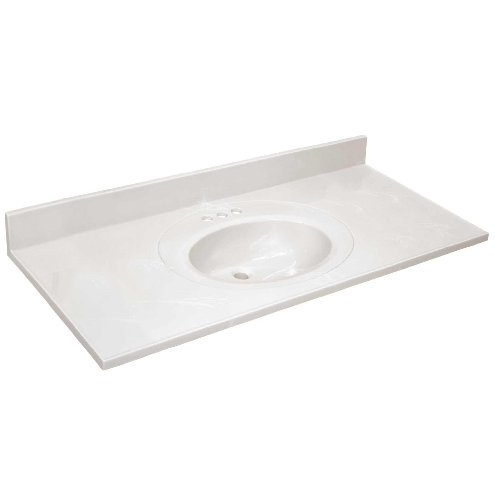 Photo 1 of Design House Cultured Marble Vanity Top, 49 in W x 22 in D, Integrated 4 in Centerset Oval Sink & Backsplash, Ivory Swirl, 586347
