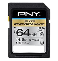 PNY Elite Performance 64GB Flash Memory High Speed SDXC Class 10 UHS-I (P-SDX64U395-GE)
