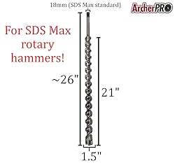 ArcherPRO 1-1/2” x 21" Inch SDS Max Drill Bit for
