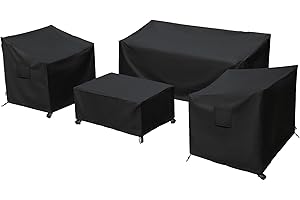 Baner Garden Patio Furniture Covers,Outdoor Furniture Cover Waterproof,Patio Furniture Set Covers for 4 Piece Outdoor Conversation Set,Patio Covers Set X-Large (Black)