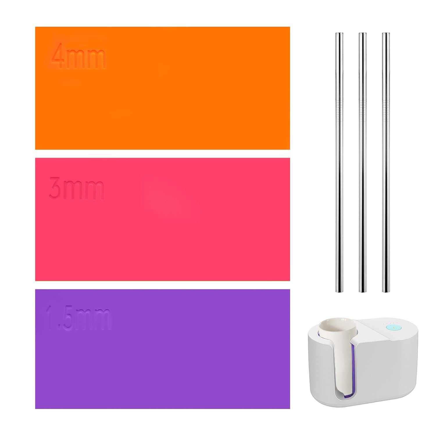 3 Pieces of Silicone Plate Covers, 3 Pieces of Stainless Steel Straws, Thermal Coasters, Sublimation Silicone Pads, Mug Plate Covers, Mug Press Coasters