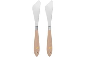 HARFINGTON 2pcs No.20 Palette Knives 32mm Width Stainless Steel Large Slant Spatula Painting Pallet Knife with Wood Handle fo